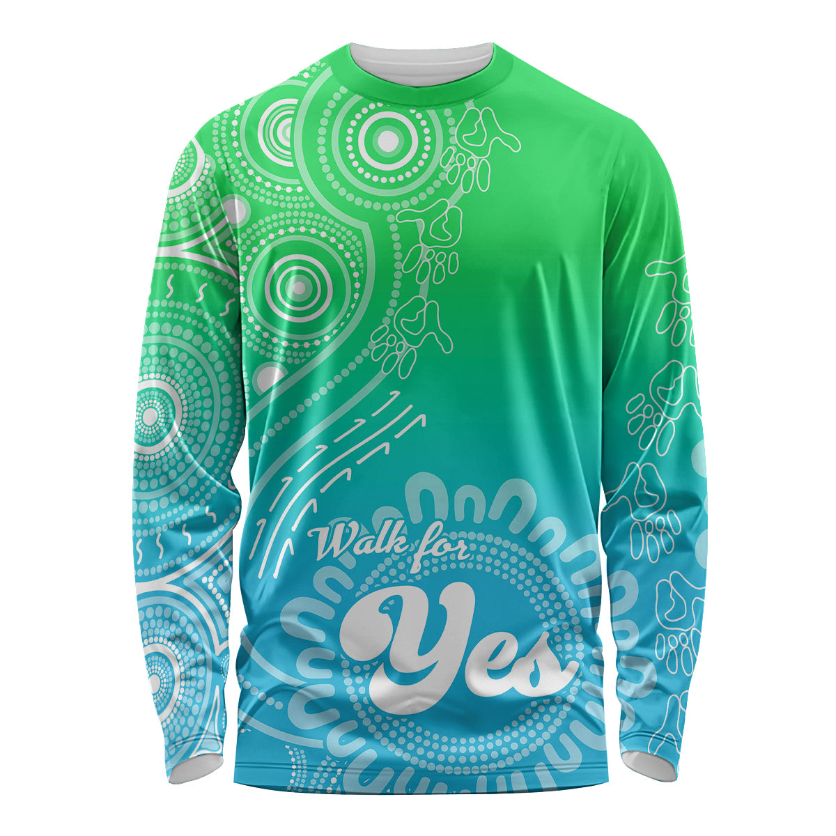 personalised-australia-walk-for-yes-long-sleeve-shirt-indigenous-voice-2023-aboriginal-green-vibe