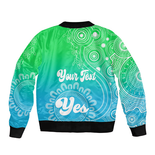 personalised-australia-walk-for-yes-sleeve-zip-bomber-jacket-indigenous-voice-2023-aboriginal-green-vibe