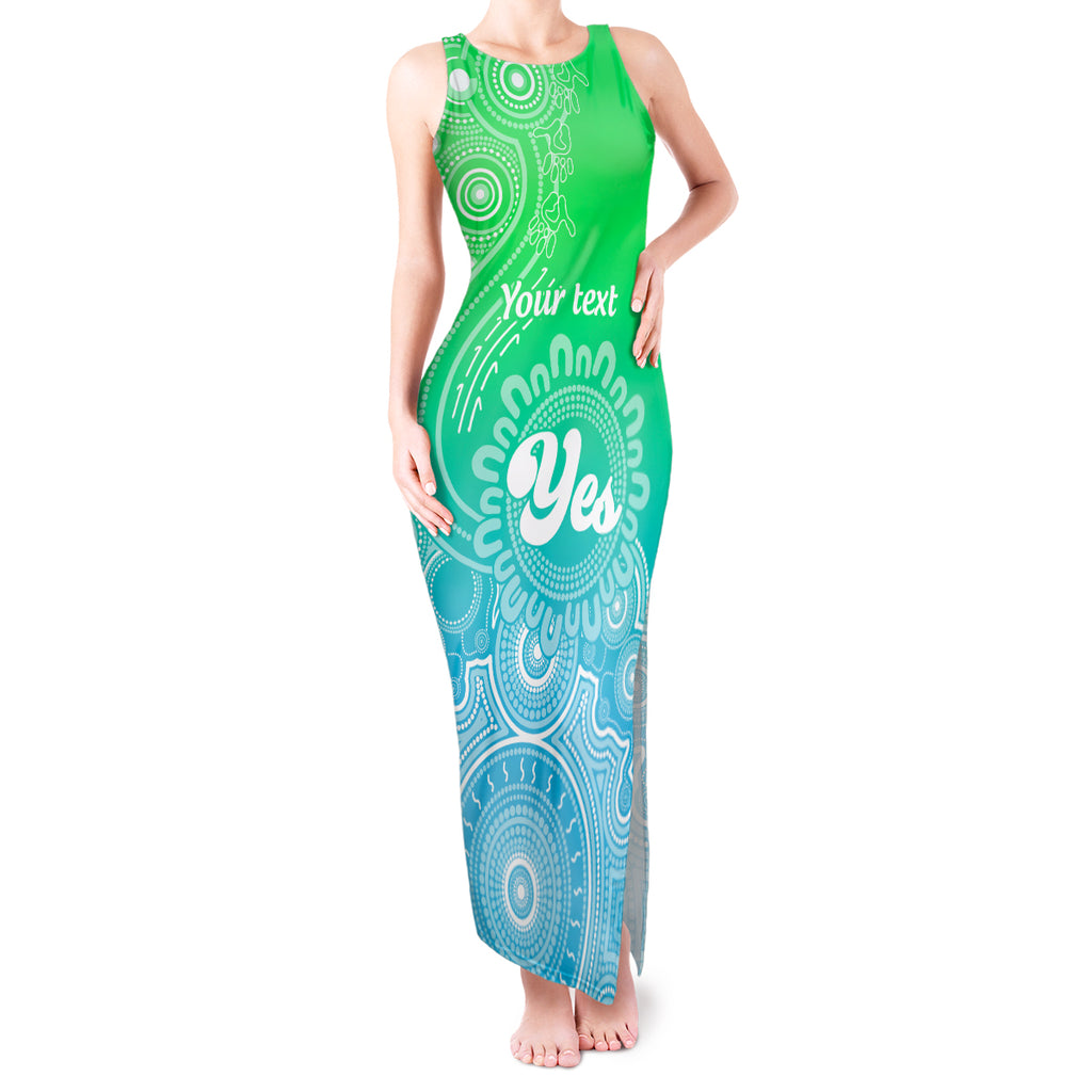 personalised-australia-walk-for-yes-tank-maxi-dress-indigenous-voice-2023-aboriginal-green-vibe