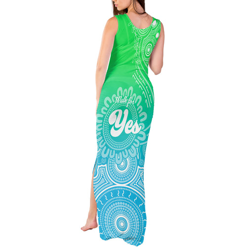 personalised-australia-walk-for-yes-tank-maxi-dress-indigenous-voice-2023-aboriginal-green-vibe