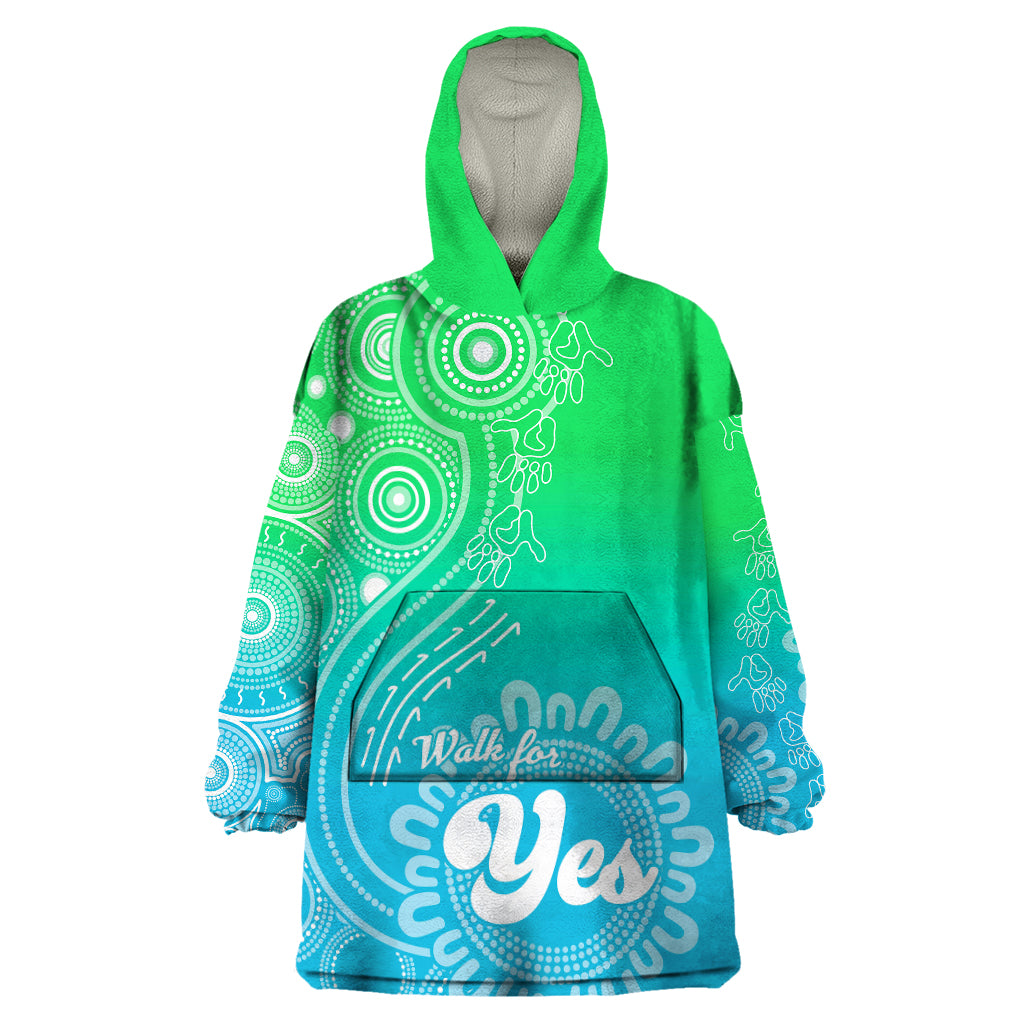 personalised-australia-walk-for-yes-wearable-blanket-hoodie-indigenous-voice-2023-aboriginal-green-vibe