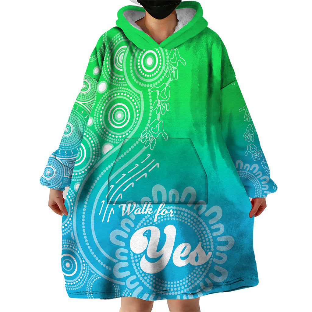 personalised-australia-walk-for-yes-wearable-blanket-hoodie-indigenous-voice-2023-aboriginal-green-vibe
