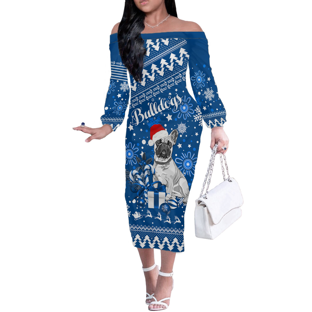 bulldogs-rugby-off-the-shoulder-long-sleeve-dress-christmas-vibe-2023