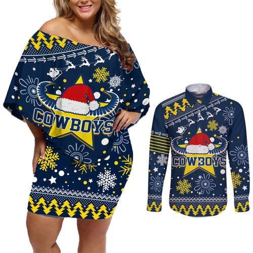 cowboys-rugby-couples-matching-off-shoulder-short-dress-and-long-sleeve-button-shirt-born-tough-bred-proud-christmas-vibe-2023