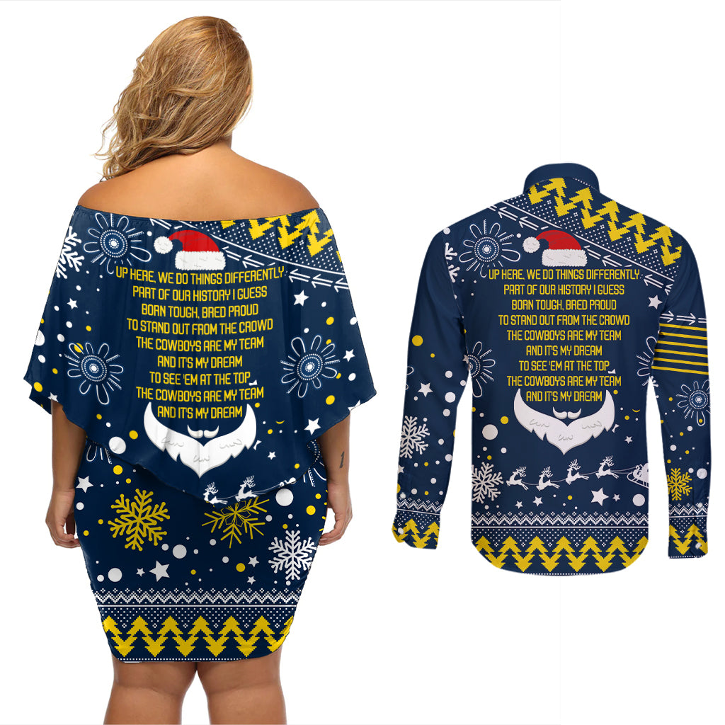 cowboys-rugby-couples-matching-off-shoulder-short-dress-and-long-sleeve-button-shirt-born-tough-bred-proud-christmas-vibe-2023
