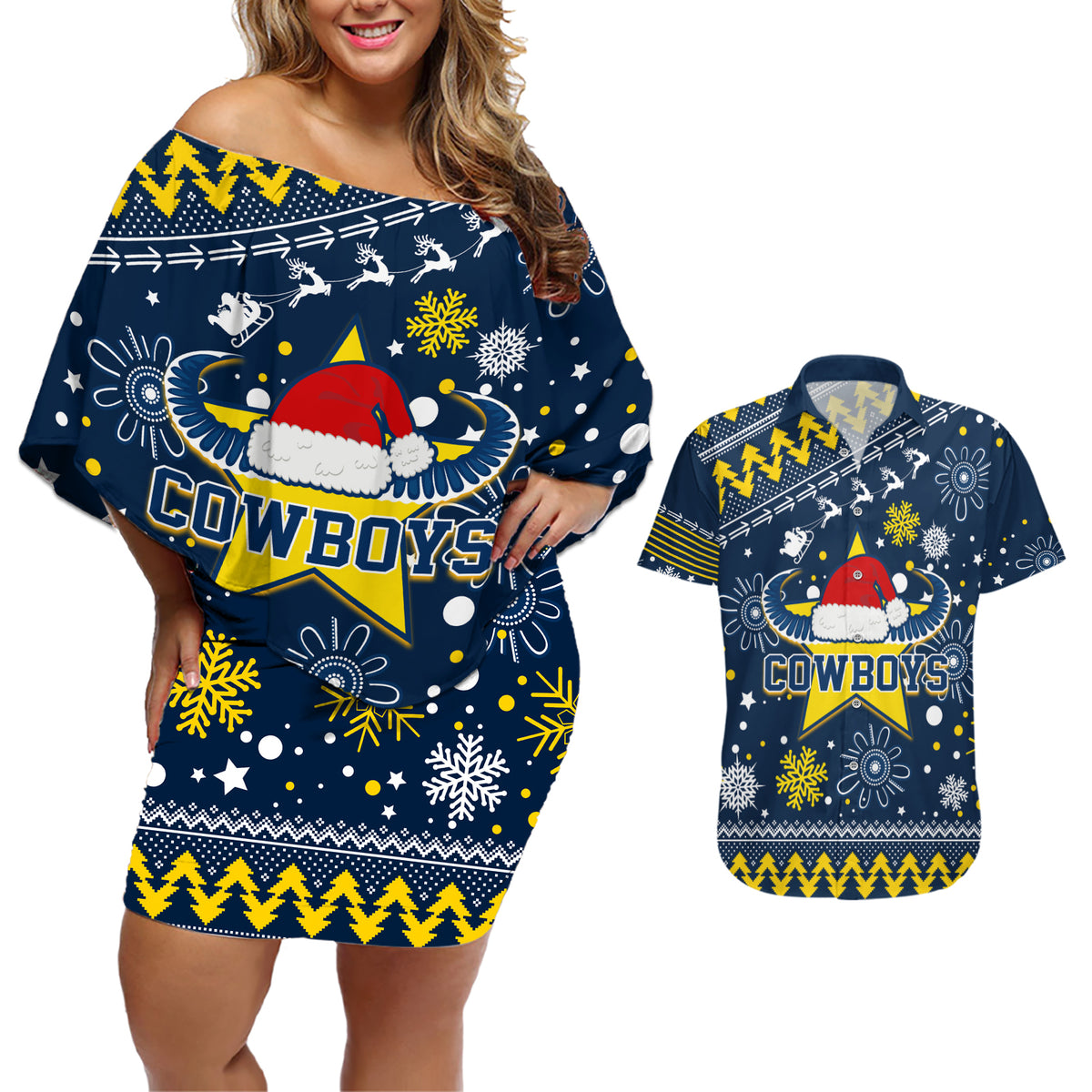 custom-cowboys-rugby-couples-matching-off-shoulder-short-dress-and-hawaiian-shirt-born-tough-bred-proud-christmas-vibe-2023