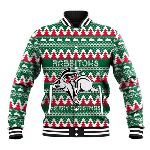 Personalised Rabbitohs Rugby Baseball Jacket Christmas Simple Vibe 2023 LT9