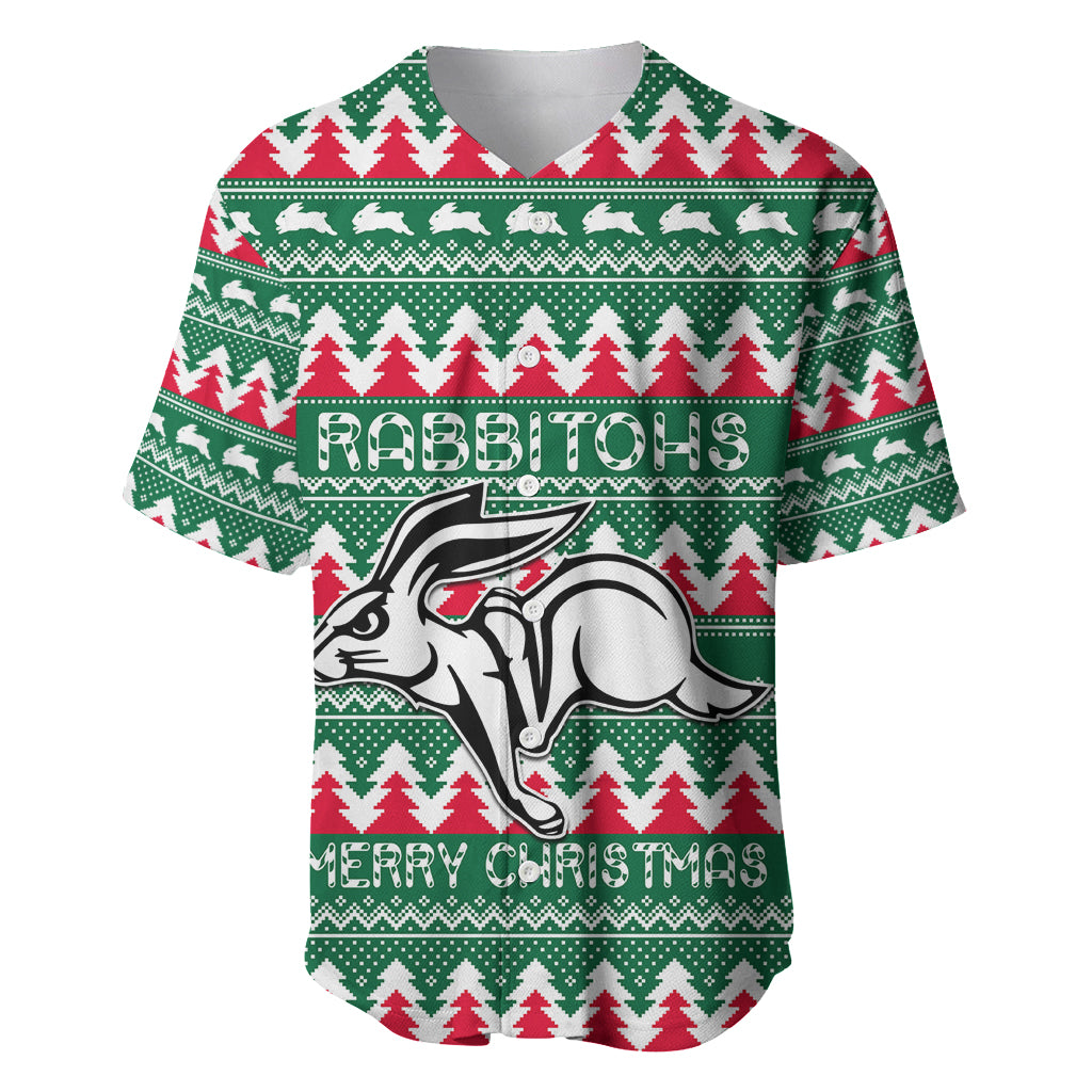 Personalised Rabbitohs Rugby Baseball Jersey Christmas Simple Vibe 2023 LT9