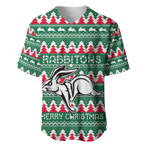 Personalised Rabbitohs Rugby Baseball Jersey Christmas Simple Vibe 2023 LT9