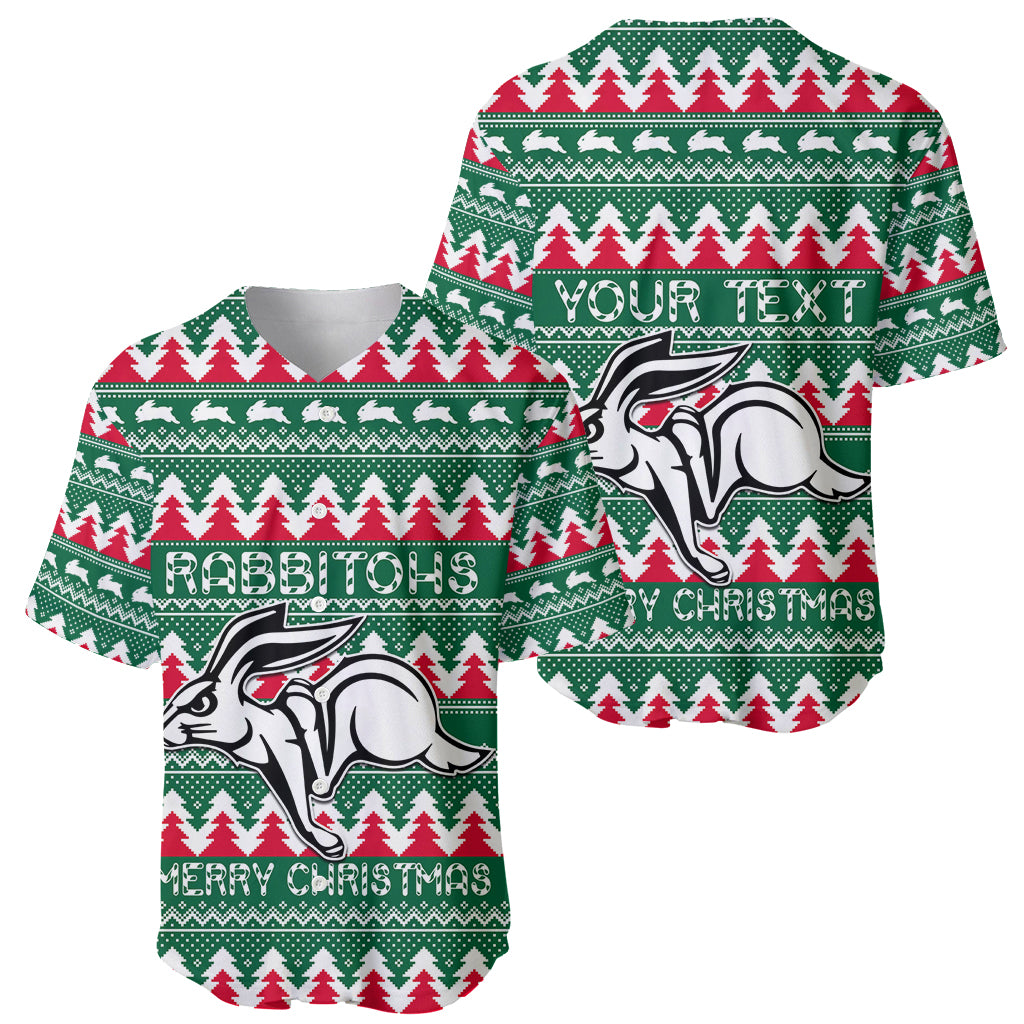 Personalised Rabbitohs Rugby Baseball Jersey Christmas Simple Vibe 2023 LT9