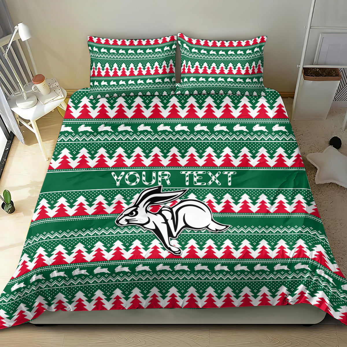 personalised-rabbitohs-rugby-bedding-set-christmas-simple-vibe-2023