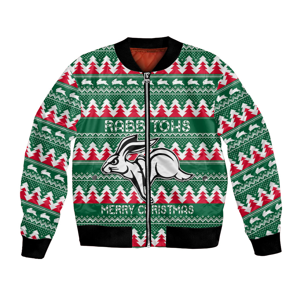Personalised Rabbitohs Rugby Bomber Jacket Christmas Simple Vibe 2023 LT9