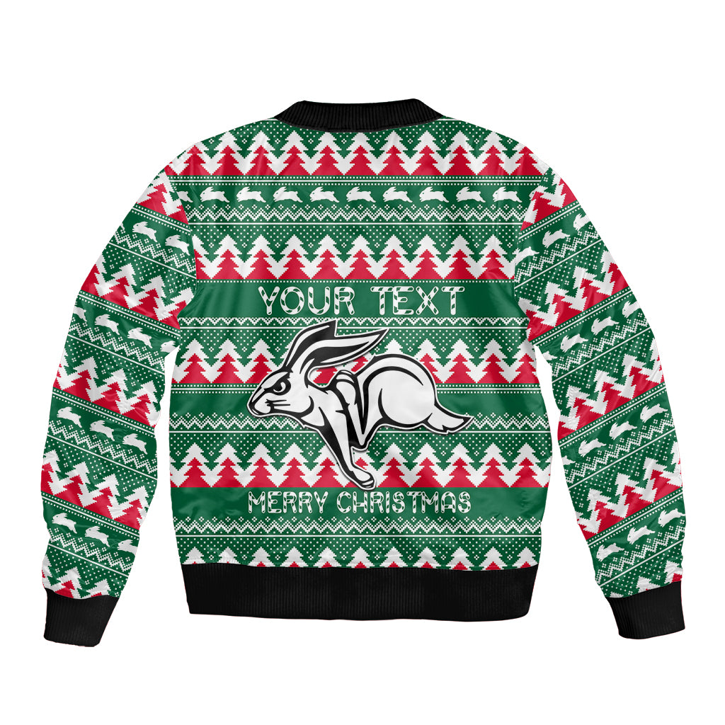 Personalised Rabbitohs Rugby Bomber Jacket Christmas Simple Vibe 2023 LT9