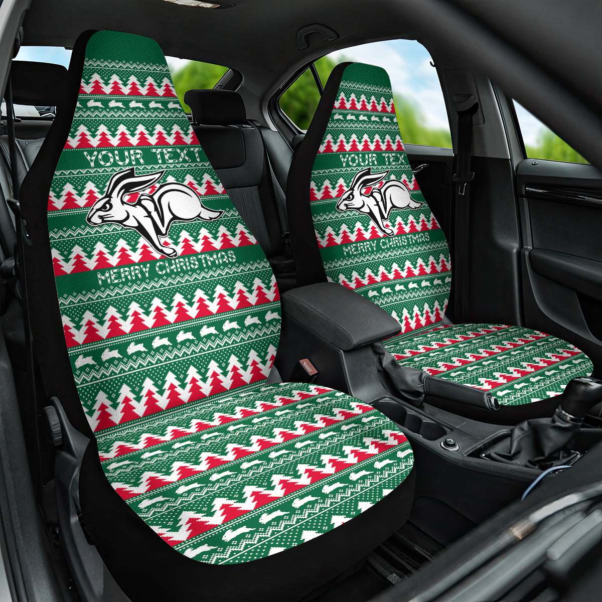 Personalised Rabbitohs Rugby Car Seat Cover Christmas Simple Vibe 2023 LT9