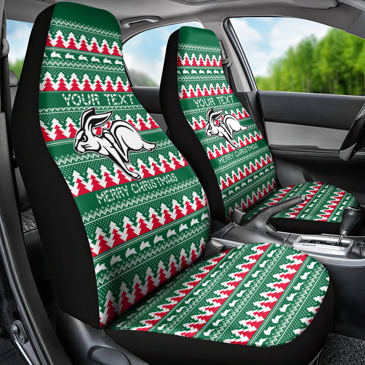 Personalised Rabbitohs Rugby Car Seat Cover Christmas Simple Vibe 2023 LT9
