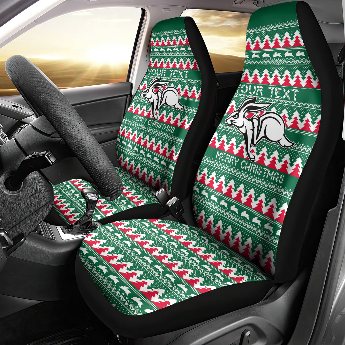 Personalised Rabbitohs Rugby Car Seat Cover Christmas Simple Vibe 2023 LT9