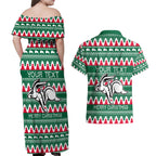 Personalised Rabbitohs Rugby Couples Matching Off Shoulder Maxi Dress and Hawaiian Shirt Christmas Simple Vibe 2023 LT9