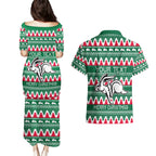 Personalised Rabbitohs Rugby Couples Matching Puletasi Dress and Hawaiian Shirt Christmas Simple Vibe 2023 LT9