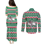 Personalised Rabbitohs Rugby Couples Matching Puletasi Dress and Long Sleeve Button Shirt Christmas Simple Vibe 2023 LT9