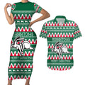Personalised Rabbitohs Rugby Couples Matching Short Sleeve Bodycon Dress and Hawaiian Shirt Christmas Simple Vibe 2023 LT9