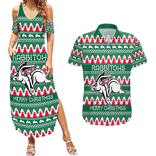 Personalised Rabbitohs Rugby Couples Matching Summer Maxi Dress and Hawaiian Shirt Christmas Simple Vibe 2023 LT9