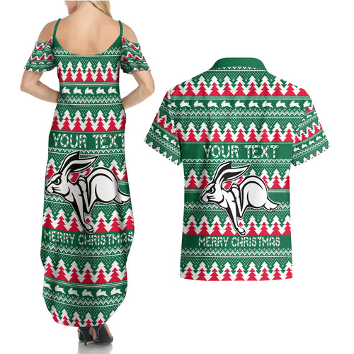 Personalised Rabbitohs Rugby Couples Matching Summer Maxi Dress and Hawaiian Shirt Christmas Simple Vibe 2023 LT9
