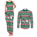 Personalised Rabbitohs Rugby Couples Matching Tank Maxi Dress and Long Sleeve Button Shirt Christmas Simple Vibe 2023 LT9