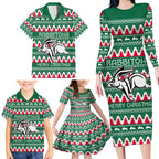 Personalised Rabbitohs Rugby Family Matching Long Sleeve Bodycon Dress and Hawaiian Shirt Christmas Simple Vibe 2023 LT9