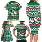 Personalised Rabbitohs Rugby Family Matching Long Sleeve Bodycon Dress and Hawaiian Shirt Christmas Simple Vibe 2023 LT9