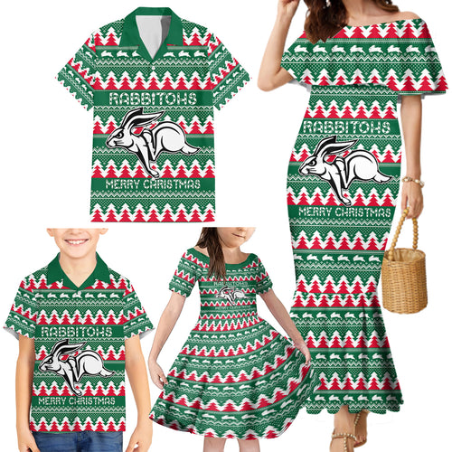 Personalised Rabbitohs Rugby Family Matching Mermaid Dress and Hawaiian Shirt Christmas Simple Vibe 2023 LT9