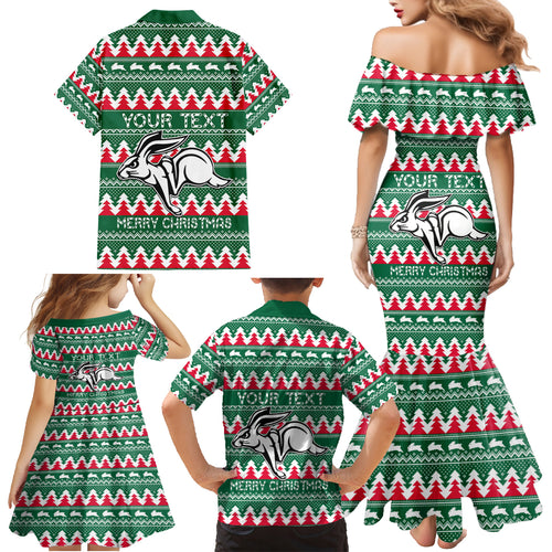 Personalised Rabbitohs Rugby Family Matching Mermaid Dress and Hawaiian Shirt Christmas Simple Vibe 2023 LT9