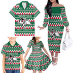 Personalised Rabbitohs Rugby Family Matching Off Shoulder Long Sleeve Dress and Hawaiian Shirt Christmas Simple Vibe 2023 LT9