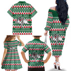 Personalised Rabbitohs Rugby Family Matching Off Shoulder Long Sleeve Dress and Hawaiian Shirt Christmas Simple Vibe 2023 LT9