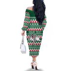 Personalised Rabbitohs Rugby Family Matching Off Shoulder Long Sleeve Dress and Hawaiian Shirt Christmas Simple Vibe 2023 LT9