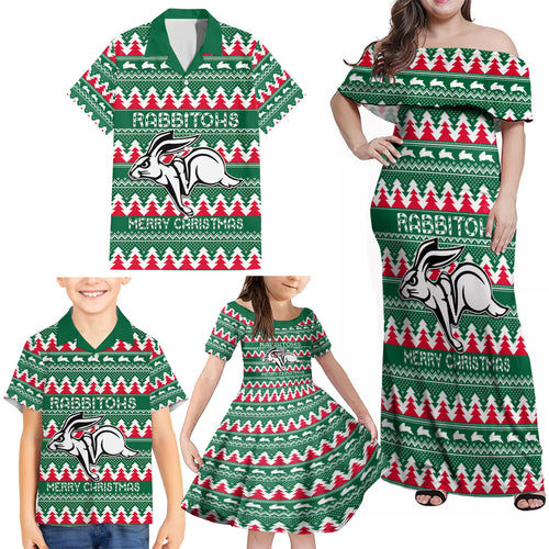 Personalised Rabbitohs Rugby Family Matching Off Shoulder Maxi Dress and Hawaiian Shirt Christmas Simple Vibe 2023 LT9