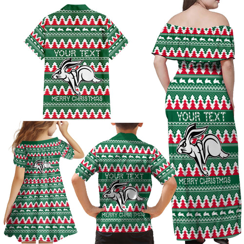 Personalised Rabbitohs Rugby Family Matching Off Shoulder Maxi Dress and Hawaiian Shirt Christmas Simple Vibe 2023 LT9