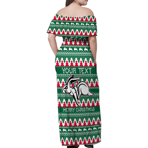 Personalised Rabbitohs Rugby Family Matching Off Shoulder Maxi Dress and Hawaiian Shirt Christmas Simple Vibe 2023 LT9