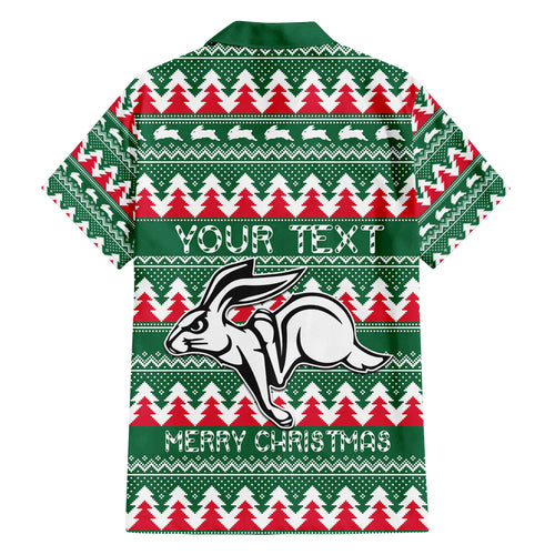 Personalised Rabbitohs Rugby Family Matching Off Shoulder Short Dress and Hawaiian Shirt Christmas Simple Vibe 2023 LT9