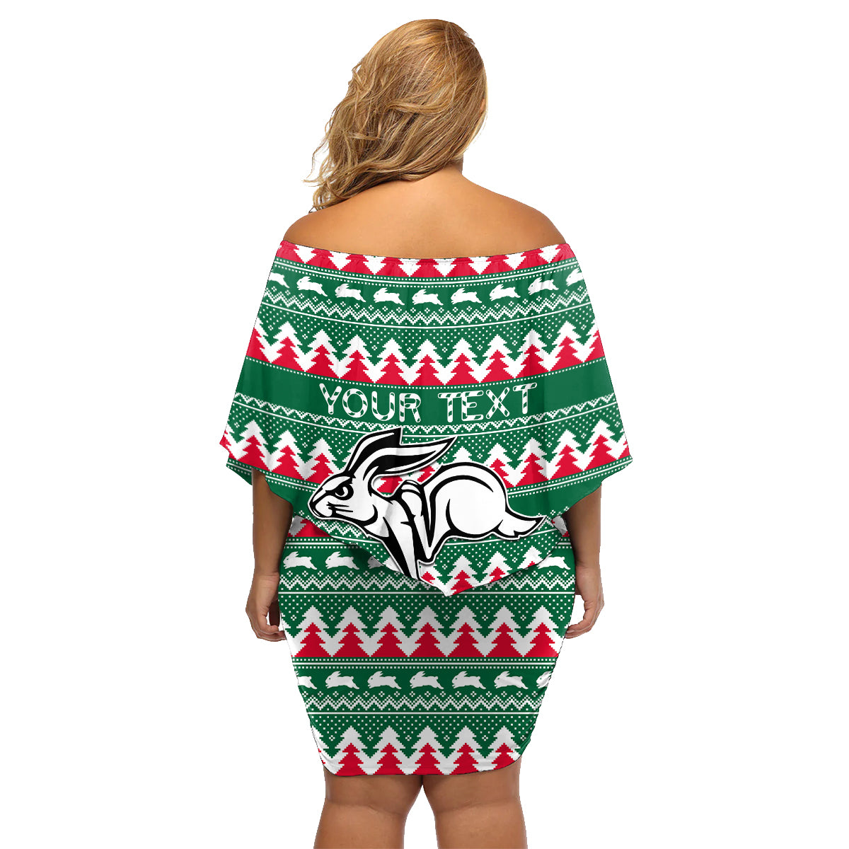 Personalised Rabbitohs Rugby Family Matching Off Shoulder Short Dress and Hawaiian Shirt Christmas Simple Vibe 2023 LT9