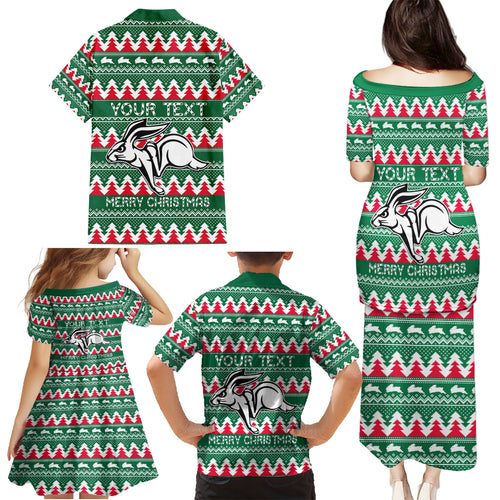 Personalised Rabbitohs Rugby Family Matching Puletasi Dress and Hawaiian Shirt Christmas Simple Vibe 2023 LT9