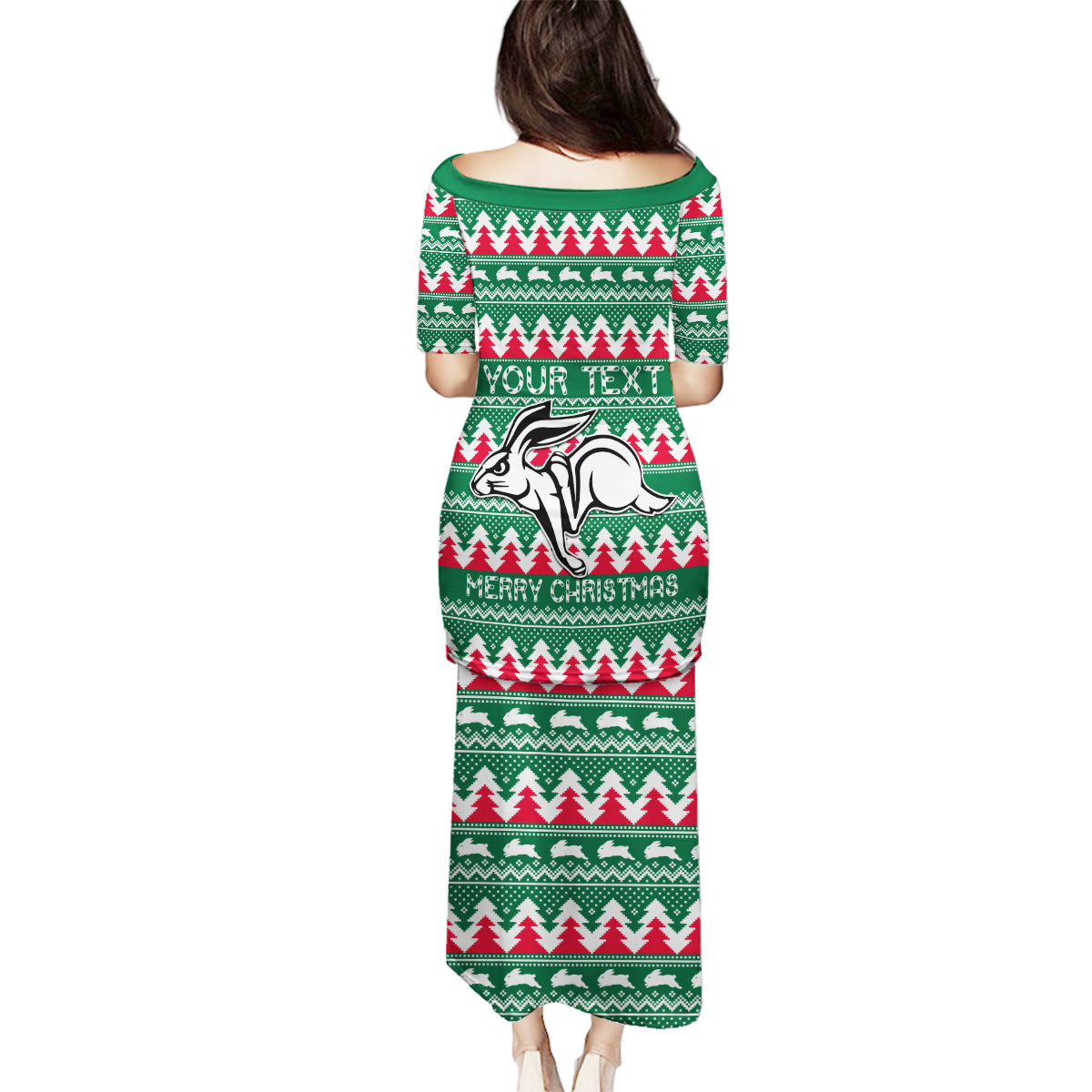 Personalised Rabbitohs Rugby Family Matching Puletasi Dress and Hawaiian Shirt Christmas Simple Vibe 2023 LT9