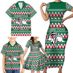 Personalised Rabbitohs Rugby Family Matching Short Sleeve Bodycon Dress and Hawaiian Shirt Christmas Simple Vibe 2023 LT9