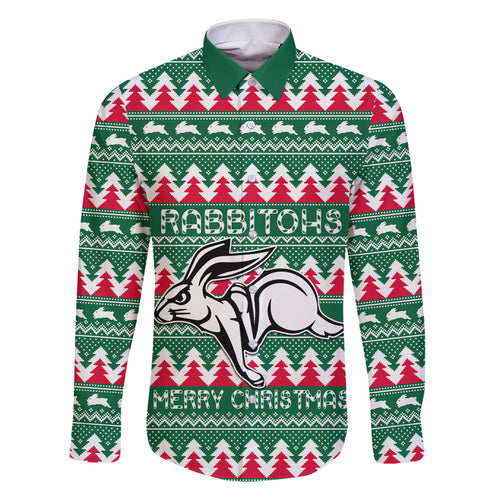 Personalised Rabbitohs Rugby Family Matching Short Sleeve Bodycon Dress and Hawaiian Shirt Christmas Simple Vibe 2023 LT9