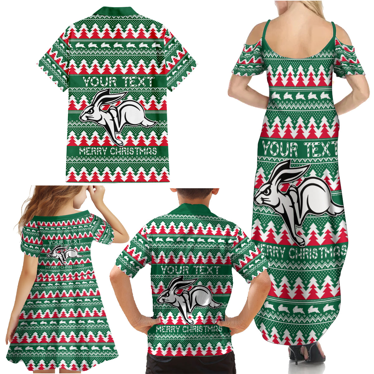 Personalised Rabbitohs Rugby Family Matching Summer Maxi Dress and Hawaiian Shirt Christmas Simple Vibe 2023 LT9