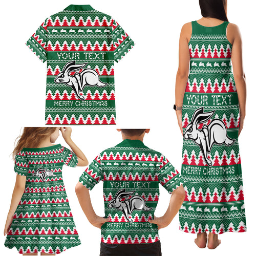 Personalised Rabbitohs Rugby Family Matching Tank Maxi Dress and Hawaiian Shirt Christmas Simple Vibe 2023 LT9