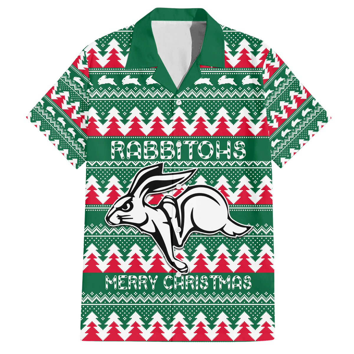 Personalised Rabbitohs Rugby Hawaiian Shirt Christmas Simple Vibe 2023 LT9