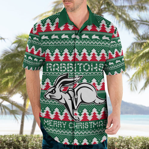 Personalised Rabbitohs Rugby Hawaiian Shirt Christmas Simple Vibe 2023 LT9