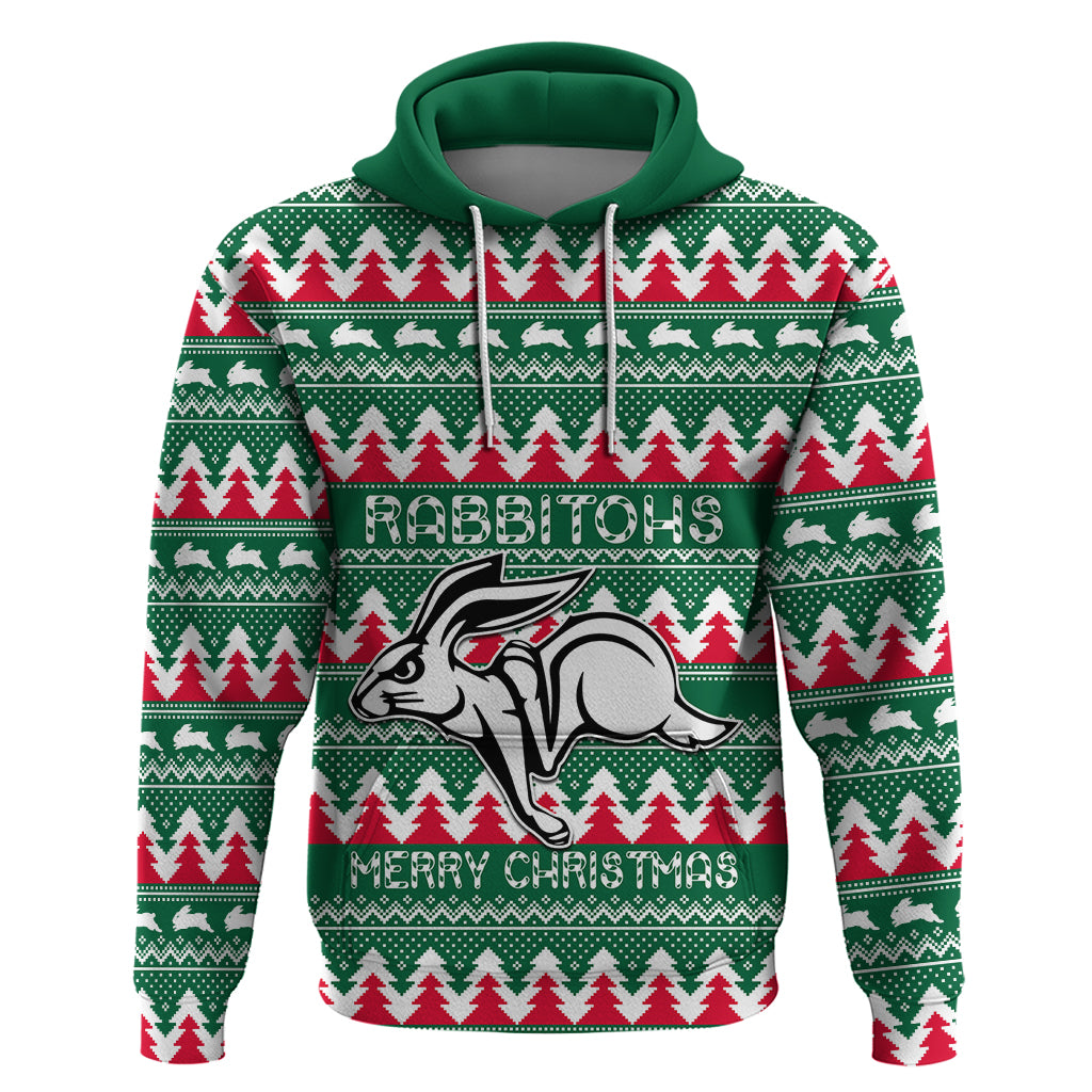 Personalised Rabbitohs Rugby Hoodie Christmas Simple Vibe 2023 LT9