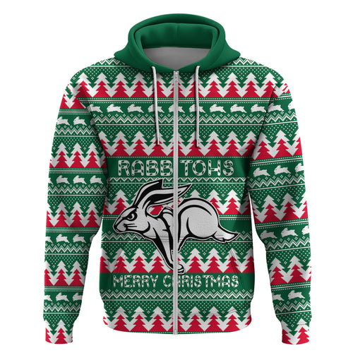 Personalised Rabbitohs Rugby Hoodie Christmas Simple Vibe 2023 LT9