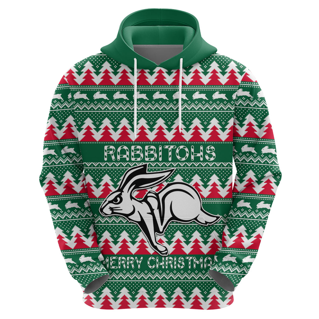 Personalised Rabbitohs Rugby Hoodie Christmas Simple Vibe 2023 LT9
